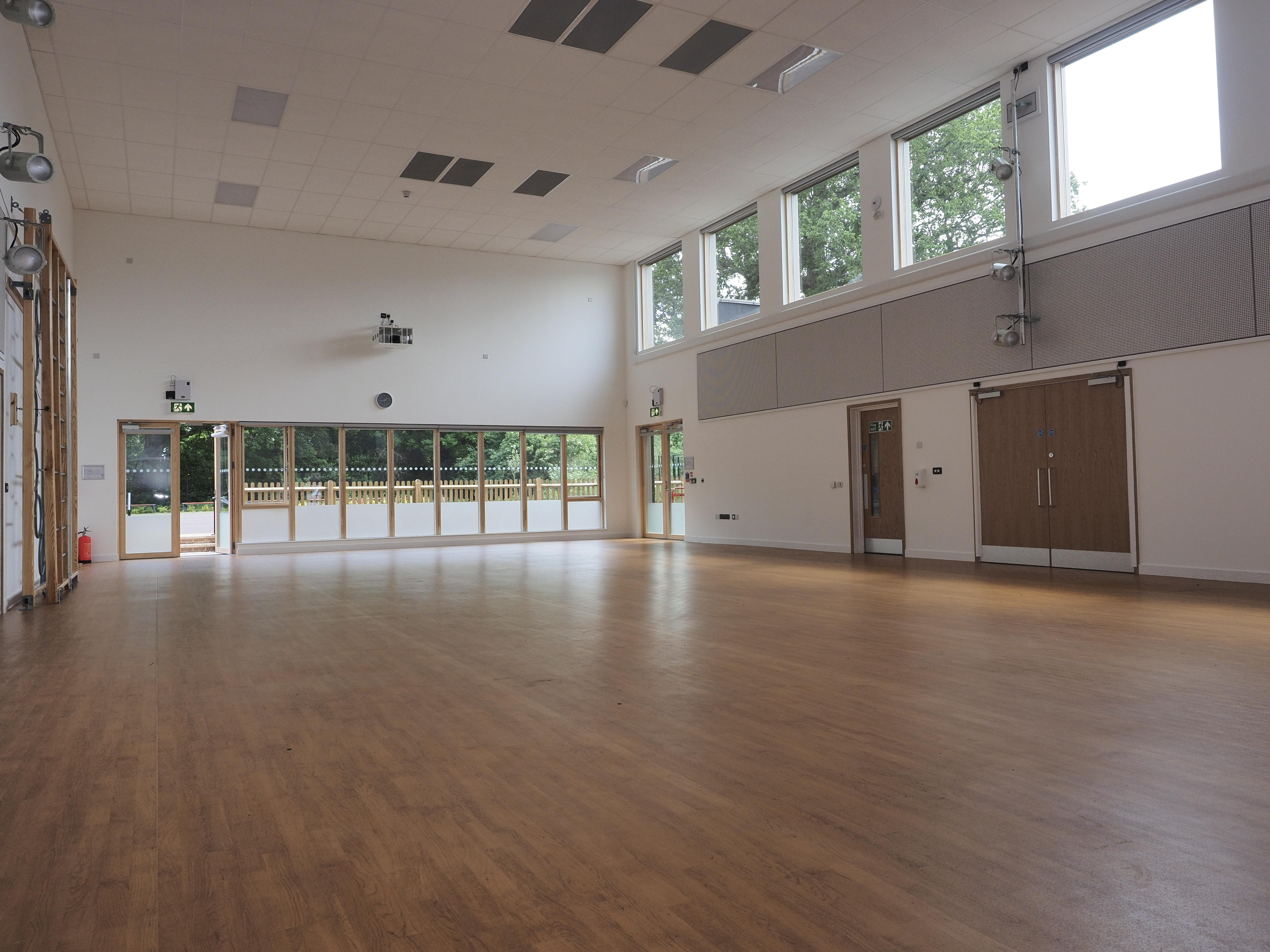 Our spacious, light, hall with excellent sound system and lighting